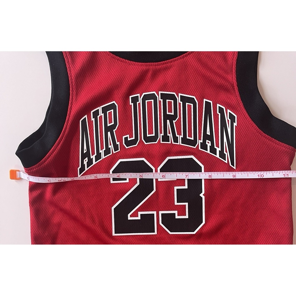 Air Jordan Youth Size‎ 2T Red Black Jersey 23 Tank Mesh Basketball Spellout - Picture 7 of 7
